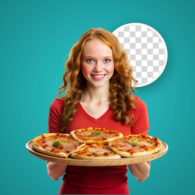 PSD une belle jeune femme qui mange de la pizza