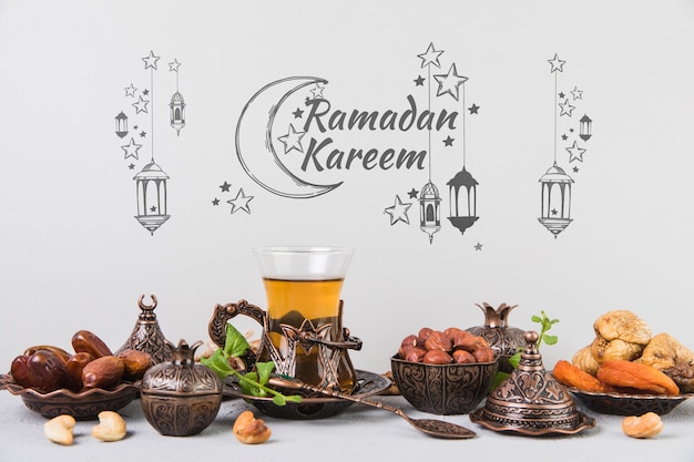 Belle nature morte avec des éléments de ramadan