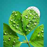 PSD belle plante macro avec des gouttes de pluie
