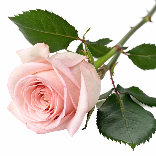 Une belle rose rose isolée sur un fond blanc