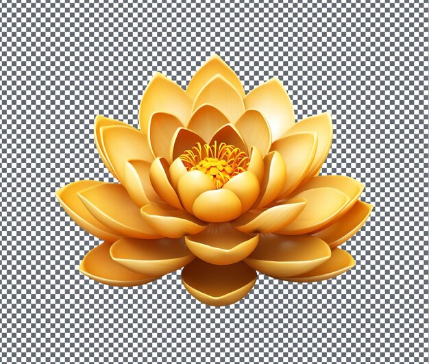 PSD la belle sérénade dorée du lotus rayonnant isolée sur un fond transparent