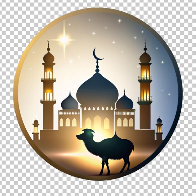 PSD une belle silhouette de mosquée avec un croissant de lune