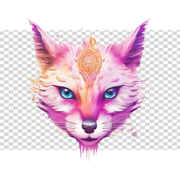 PSD belle tête de renard avec une illustration de modèle mehendi