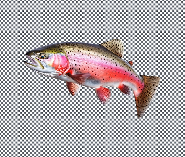 Une belle truite arc-en-ciel isolée sur un fond transparent