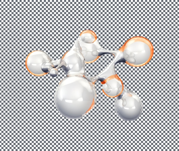 De belles bulles liquides d'essence brillante 3D isolées sur un fond transparent