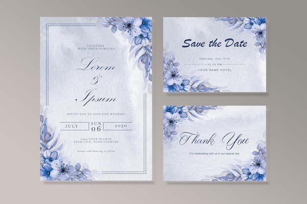 Belles Cartes D'invitation De Mariage Vintage Psd