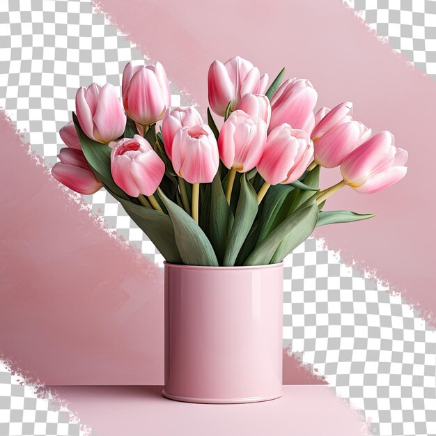 PSD belles tulipes roses avec un fond transparent