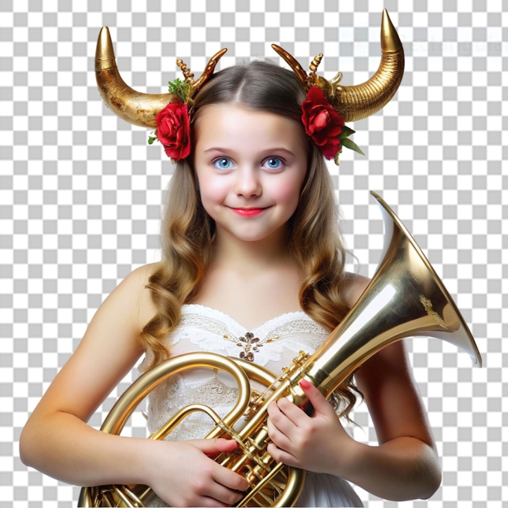 PSD belleza con cuerno en fondo transparente