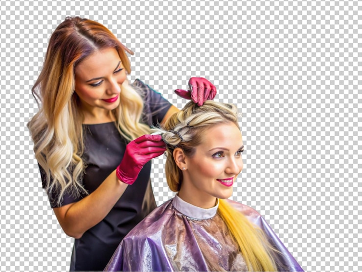 PSD belleza deslumbrante modelo de moda exquisito con el cabello teñido con vitalidad
