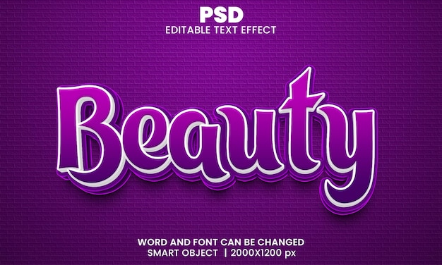 Bellezza 3d modificabile in stile effetto testo photoshop con sfondo