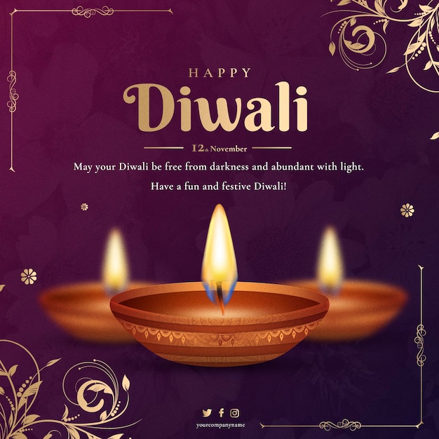 Bellissima cartolina di auguri per il festival Happy Diwali
