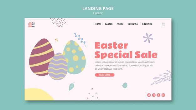 Bellissima pagina di destinazione dell'evento del giorno di pasqua