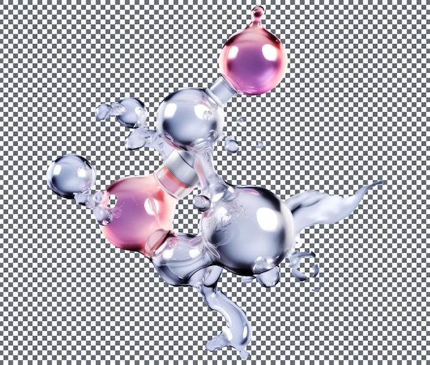 Bellissime bolle liquide 3D di essenza lucida isolate su uno sfondo trasparente