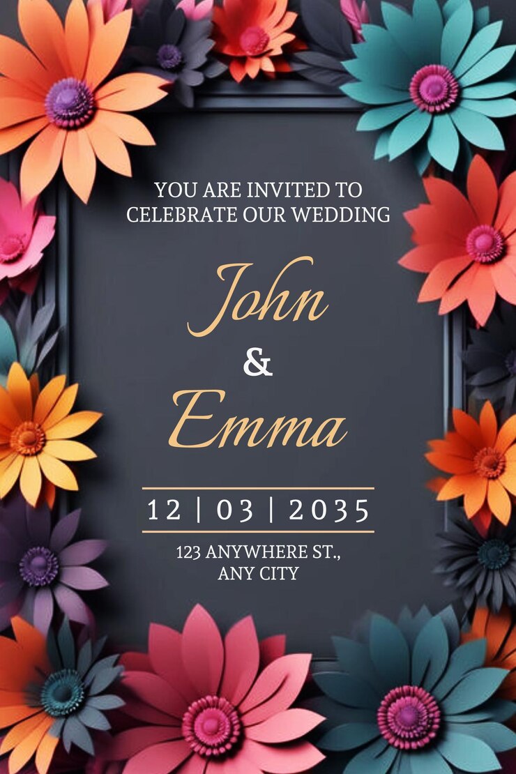 PSD bellissime inviti da matrimonio floreali psd multiuso