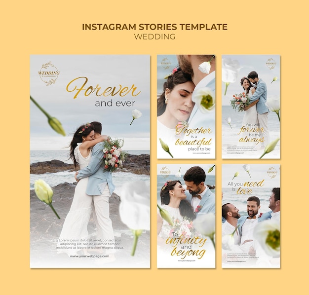 Bellissime storie di social media per matrimoni ambientate