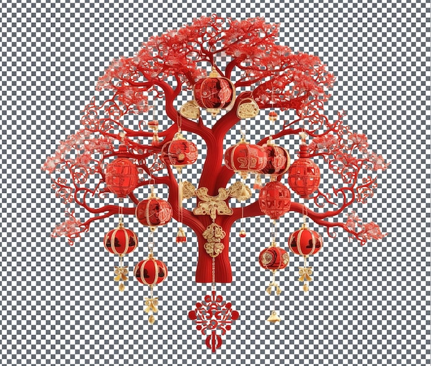 Bellissimi elementi cinesi Albero isolato su uno sfondo trasparente