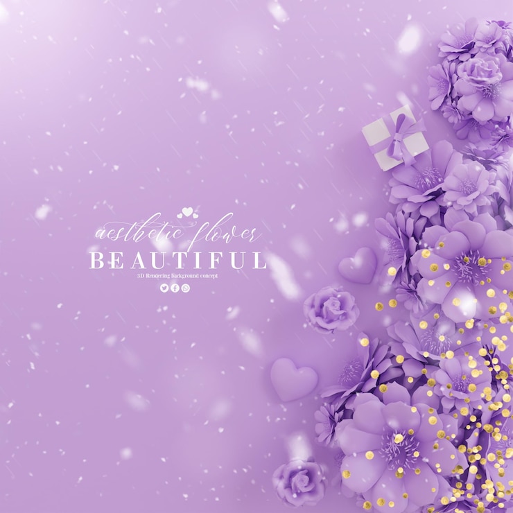 PSD bellissimo banner di fiori, rendering 3d