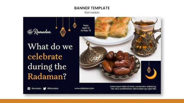 Bellissimo banner orizzontale di ramadan con foto