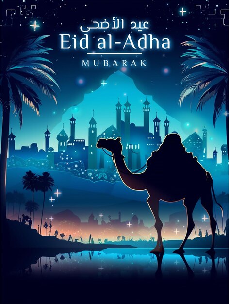 Bellissimo biglietto di auguri Eid Al Adha Mubarak Eid Mubarak