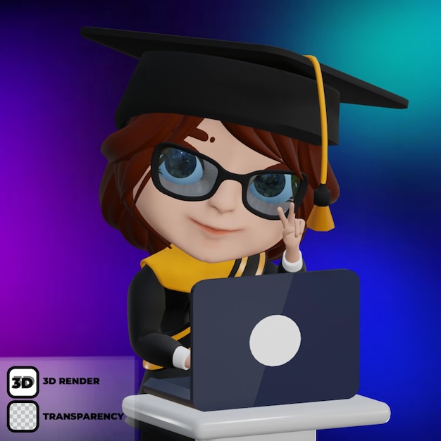 Bellissimo design e modello del personaggio 3D della ragazza del college