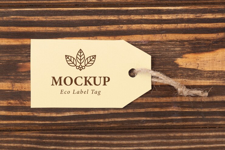 PSD bellissimo mockup di etichette in carta ecologica