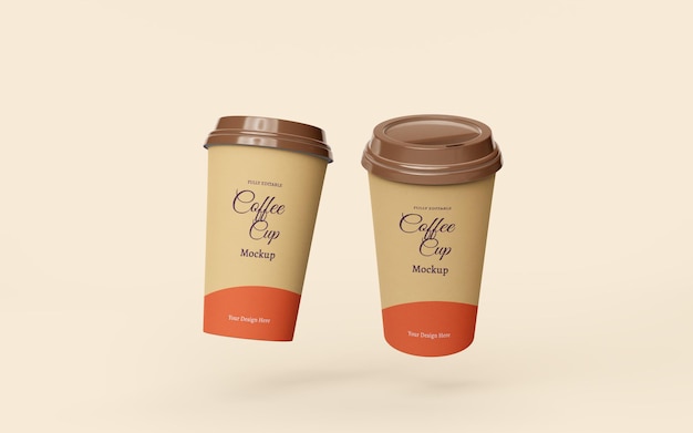 Bellissimo mockup di tazze da caffè in carta da asporto
