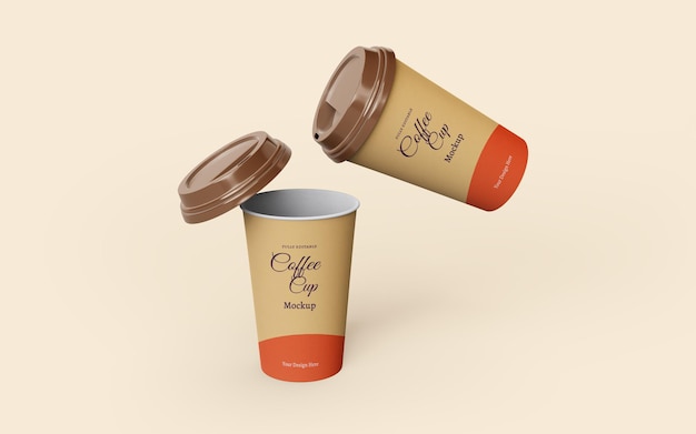 Bellissimo mockup di tazze da caffè in carta da asporto