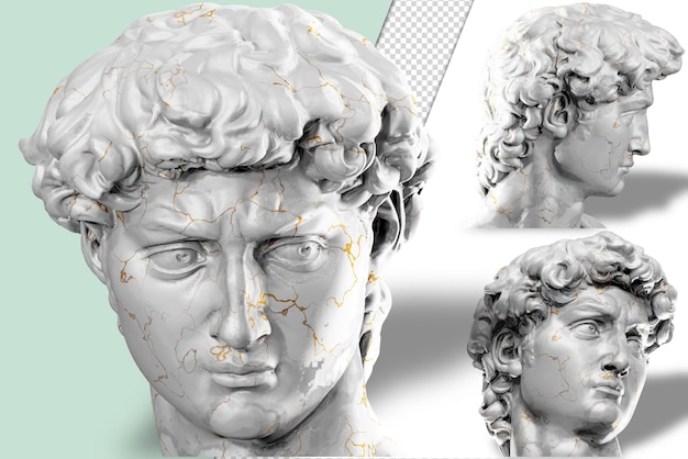 Bellissimo rendering 3D della scultura della testa del David di Michelangelo