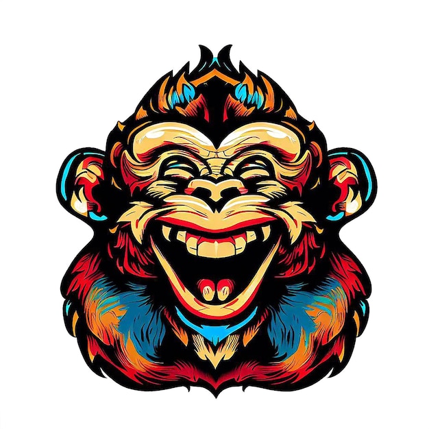 Bellissimo ritratto che ride scimmia ai immagine di illustrazione digitale arte vettoriale