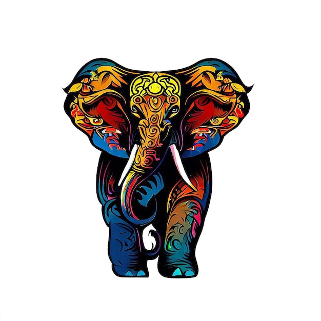 Bellissimo ritratto colorato elefante elefante Icona Avatar ai illustrazione vettoriale immagine sfondo