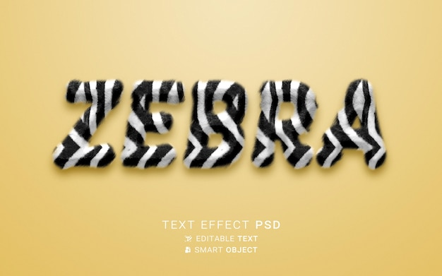 PSD belo efeito de texto zebra