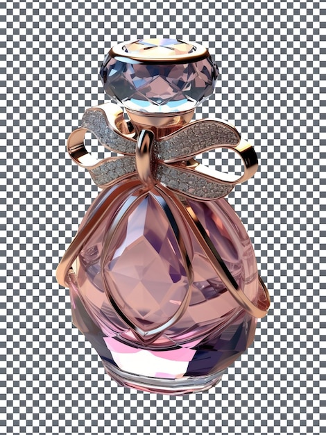Belo frasco de perfume de vidro de luxo isolado em fundo transparente