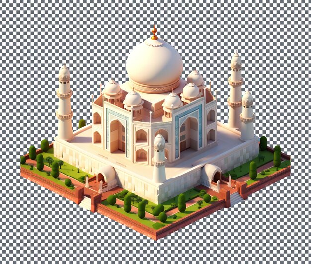 PSD belo r_isometric taj mahal isolado em fundo transparente