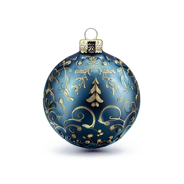 PSD belo retrato de azul árvore de natal bola wirh ornamento ai arte vetorial imagem de ilustração digital