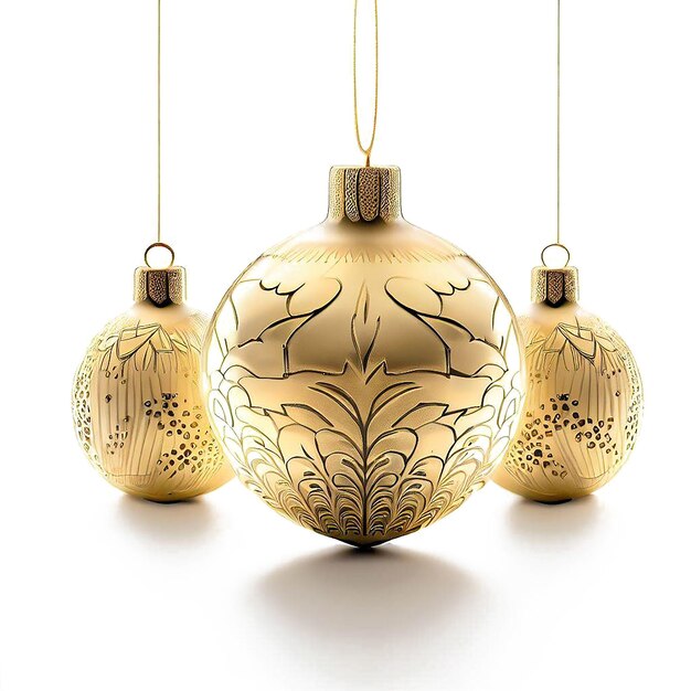PSD belo retrato dourado árvore de natal bola wirh ornamento ai arte vetorial imagem de ilustração digital