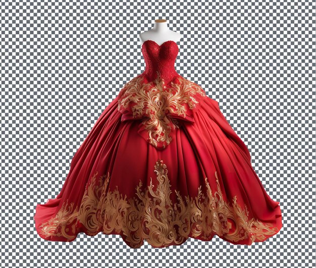 Belo vestido de baile vermelho isolado em fundo transparente