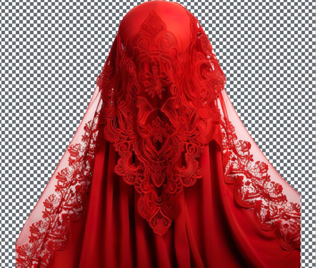 PSD belo véu vermelho de noiva isolado em fundo transparente