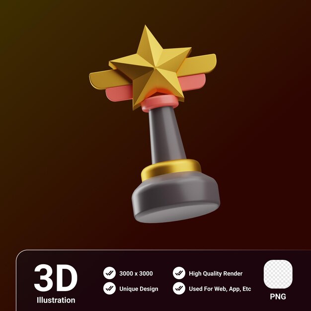 Belohnung und Abzeichen Objekt Trophäe Stern 3D-Illustration