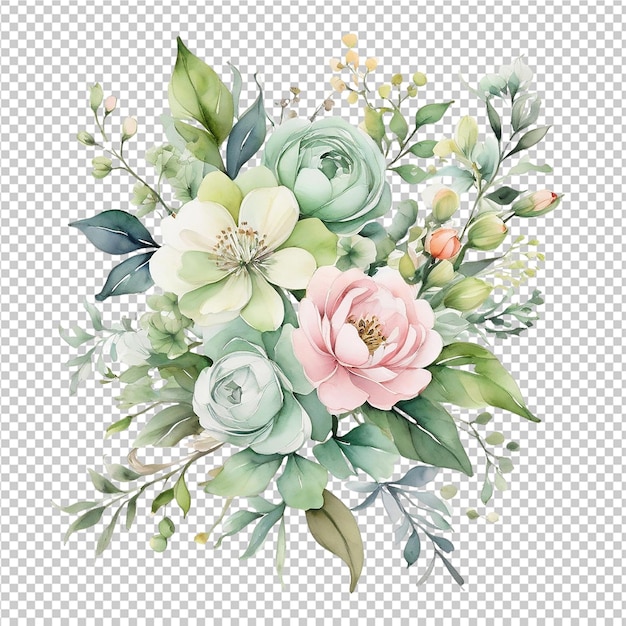 Belos bouquets de flores aquareladas desenho de cartão de casamento desenho de placa desenho de camiseta