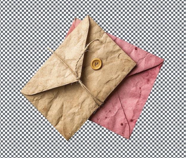 Belos envelopes de amor feitos à mão isolados em fundo transparente