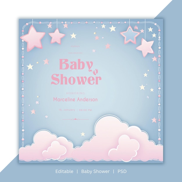 PSD belos modelos de banho de bebê para a celebração do banho de bebé