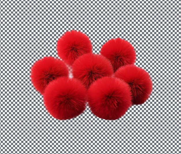 PSD belos pom poms vermelhos isolados em fundo transparente