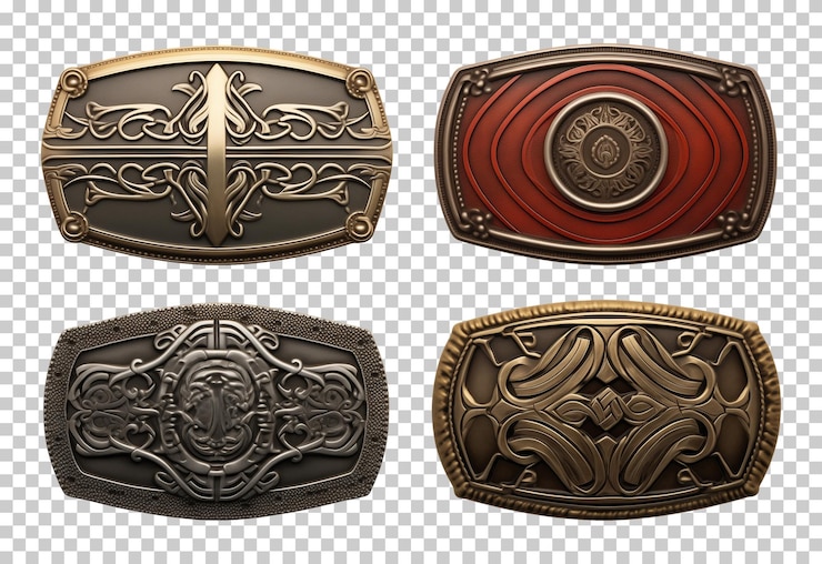 PSD belt buckle set isolated on transparent background