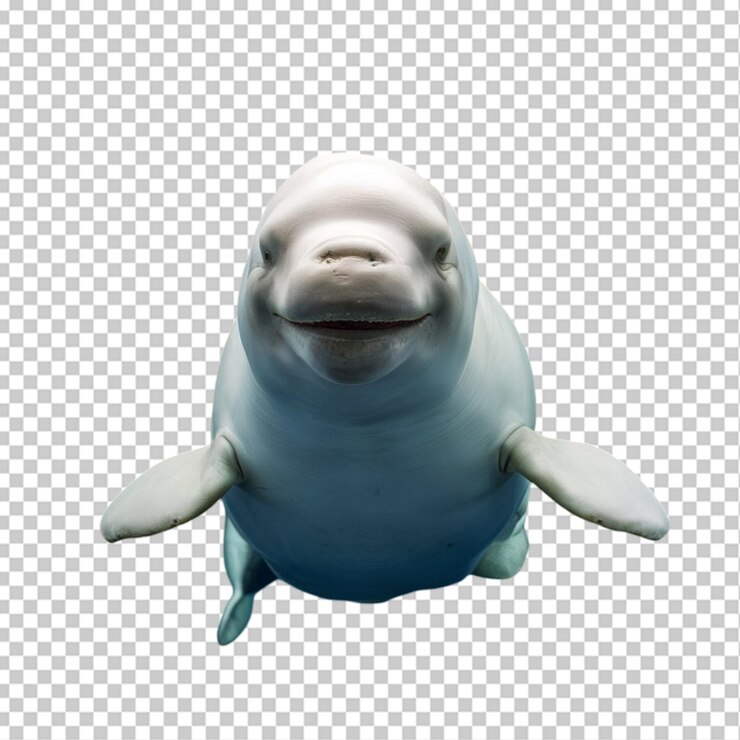 PSD beluga-wal mit einem lächelnden gesichtsausdruck, isoliert auf einem durchsichtigen hintergrund