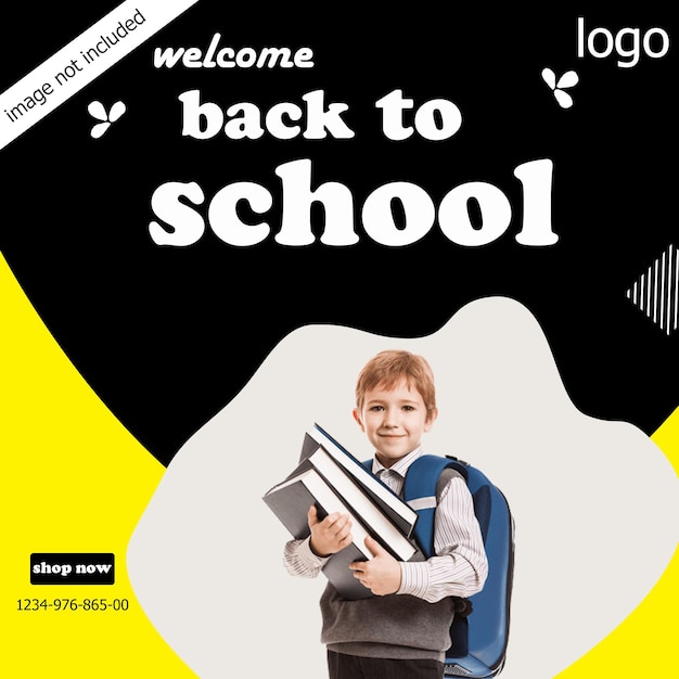 bem-vindo de volta ao design de pôster e banner da escola com design exclusivo