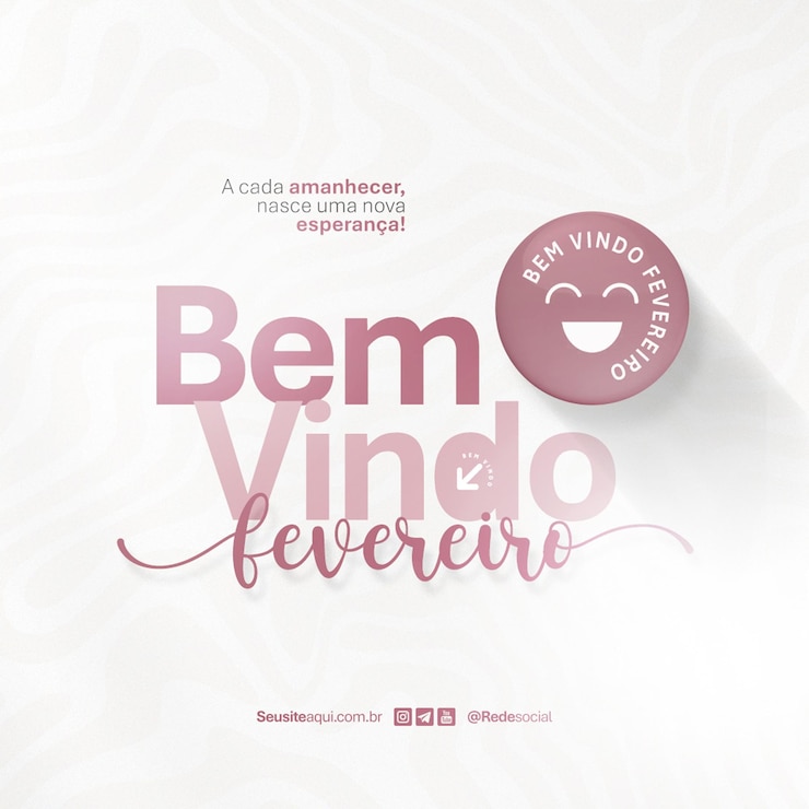 PSD bem-vindo mês de fevereiro frases anúncio aviso relatório mídia social editável psd