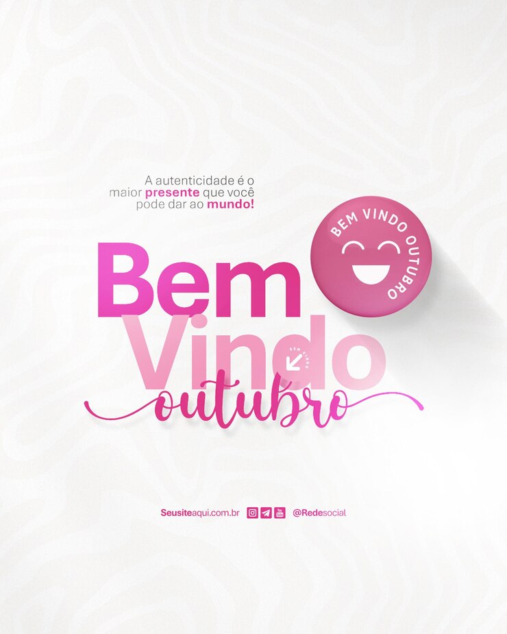 PSD bem-vindo mês de outubro frases anúncio aviso relatório mídia social editável psd
