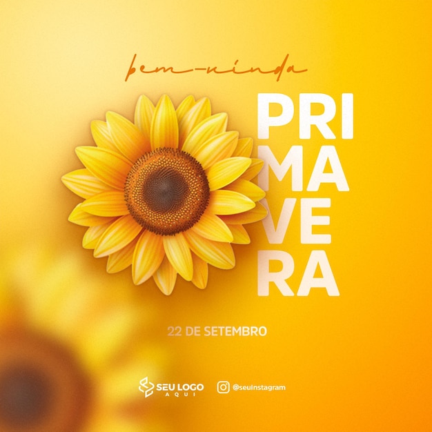 PSD bemvinda primavera 22 de setembro redes sociais psd editavel