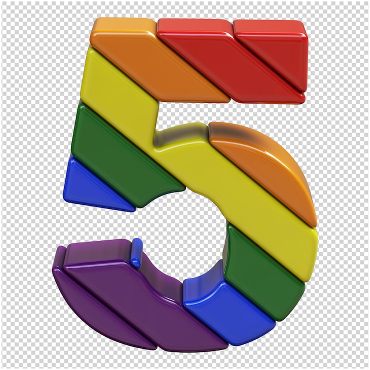 PSD bendera angka lgbt tampilan diagonal atas. angka 3d