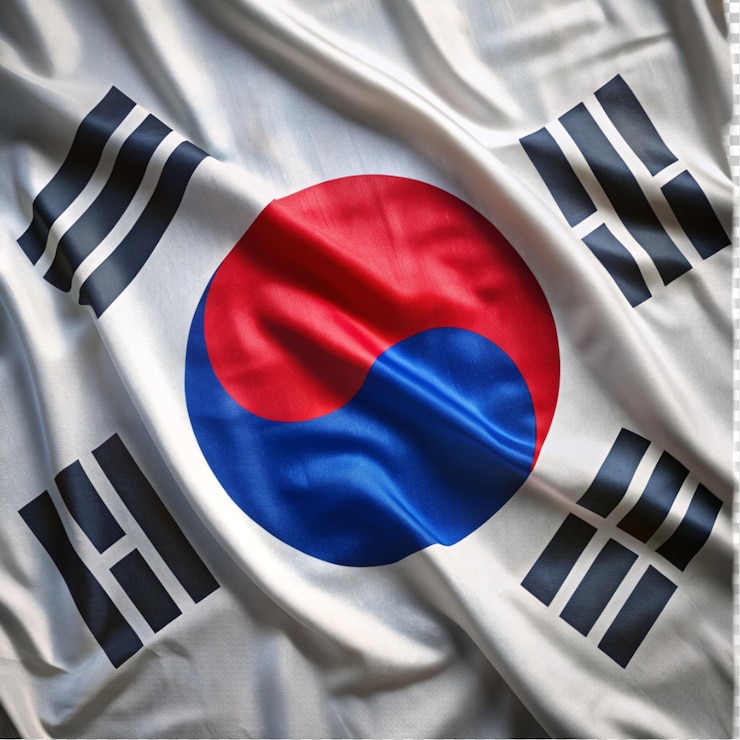 PSD bendera nasional korea selatan yang mulus berkibar
